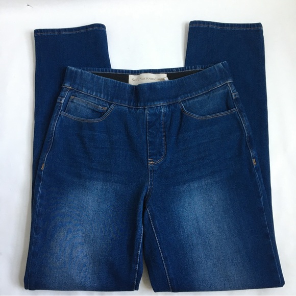 Soft Surroundings Denim - Soft Surroundings The Ultimate Pull On Relaxed Straight Denim Jeans Jeggings